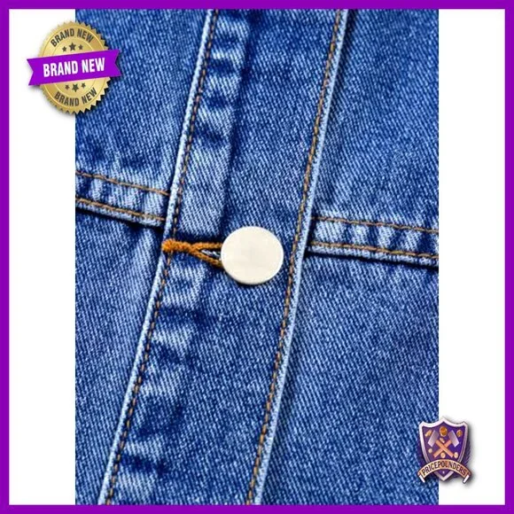 Oversized Denim Jacket Classic Boyfriend Fit Button Down Casual Chic